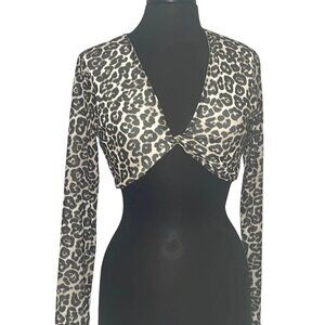 NWT | AFRM | Long sleeve crop twist front| Leopard | M